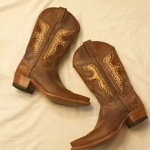 Frye leather snakeskin cowboy boots size 10
